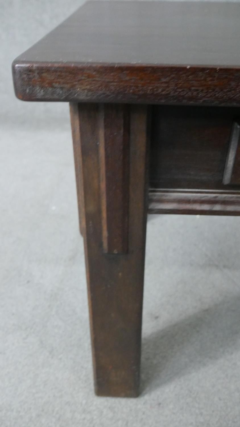 A low table fitted with frieze drawers on square tapering supports. H.51 W.101 D.61cm - Image 5 of 6