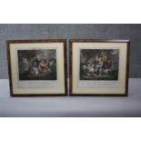 Thomas Gaugain (1748 - 1810) - Two 19th century framed and glazed hand coloured engravings, 'The