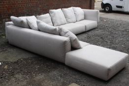 A large Flexform modular sofa, "L" shaped in four parts. L.440 L. 360 W.114 H.70 cm.