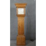 A 19th century pine cased 30 hour longcase clock with etched silvered dial. H.199 W.54 D.29cm (In