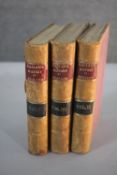 Threee hardback leather bound volumes of Hallam's History of England. Eleventh edition, Volumes 1-3.