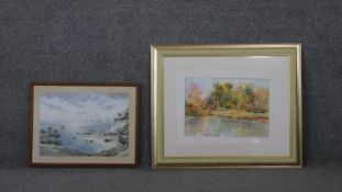 Two framed and glazed watercolours. One of a river landscape signed and titled verso Sonia