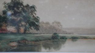 Abraham Hulk Jr. (1851 - 1922) A framed and glazed 19th century watercolour river landscape.
