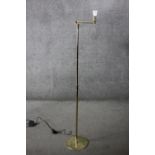 A vintage brass extending standard lamp with hinged articulated arm. H.153 (fully extended) Dia.