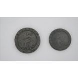 Two 18th century bronze cartwheel pennies. One dated 1707.