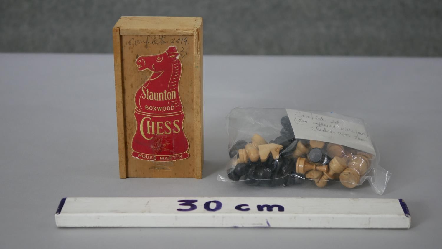 Two chess sets. One Staunton boxwood chess set in original box and another chess set. H.5 W.8 D.15cm - Image 2 of 5