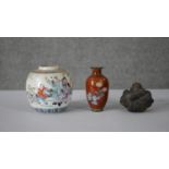 A collection of oriental items. Including a 20th century Chinese hand painted porcelain ginger jar