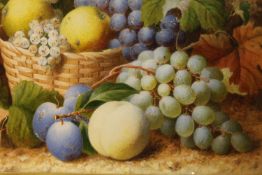 James T. Clapham- A gilt framed and glazed watercolour on paper, still life fruit. Signed by artist.