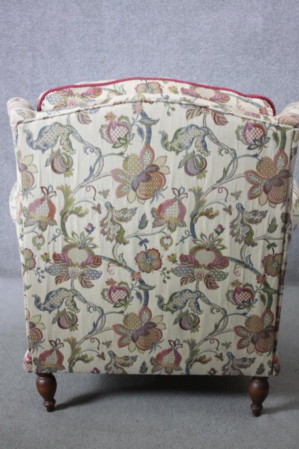 A 19th century armchair in floral tapestry style upholstery on turned mahogany supports - Image 4 of 6