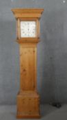 A 19th century pine cased 30 hour longcase clock with etched silvered dial. H.199 W.54 D.29cm (In