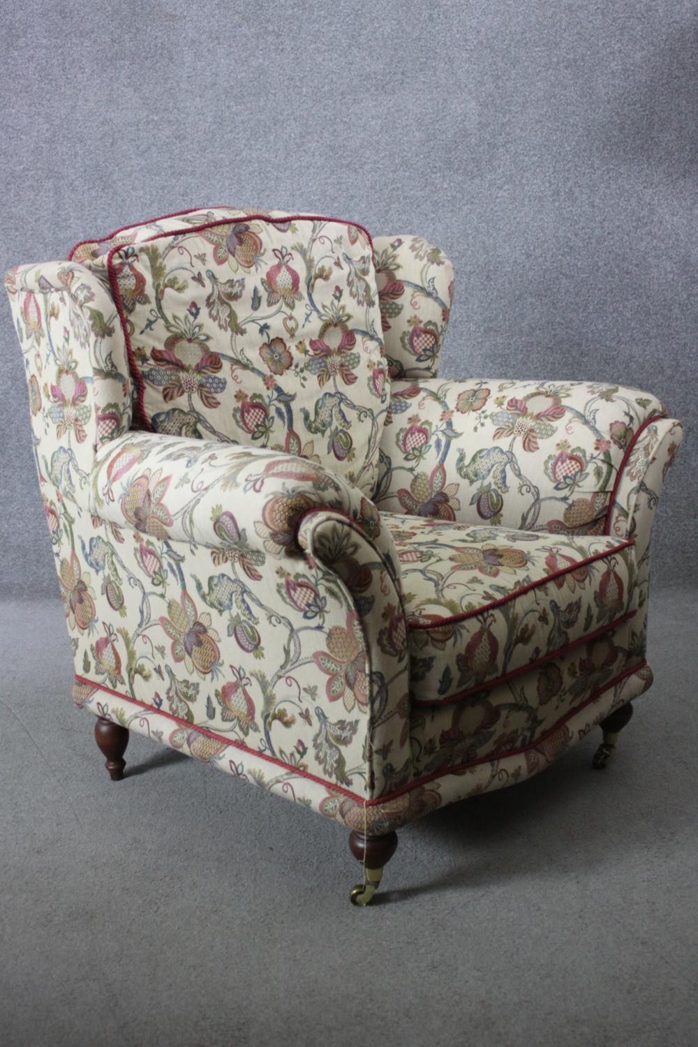 A 19th century armchair in floral tapestry style upholstery on turned mahogany supports - Image 2 of 6