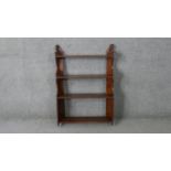 A late 19th century set of mahogany open wall shelves. H.86 W.60 D.16cm