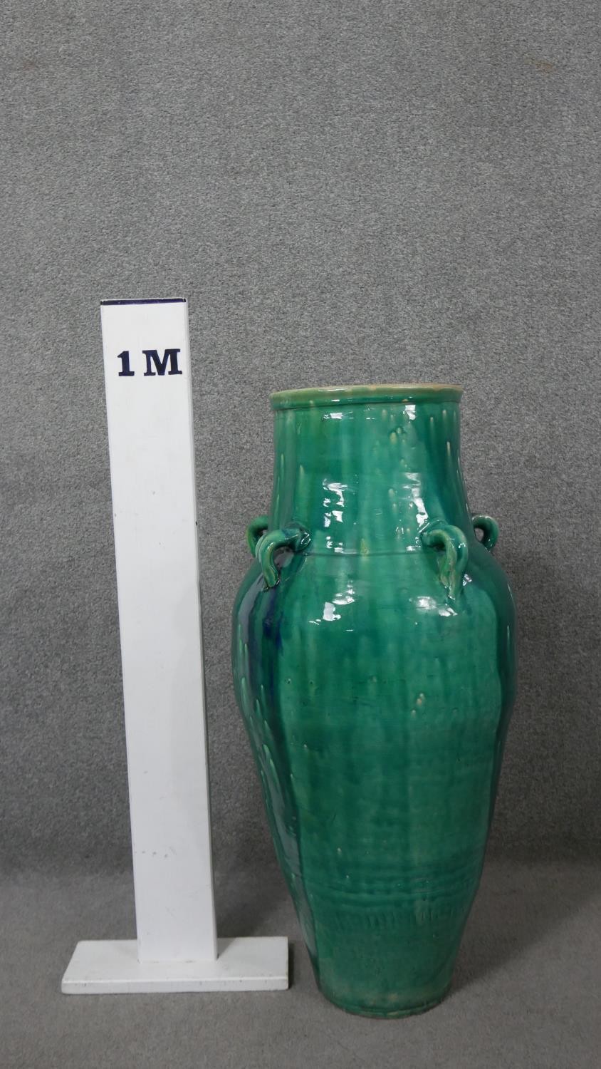 A large floor standing drip glazed Sharab wine vessel. H.87 W.40cm - Image 2 of 5