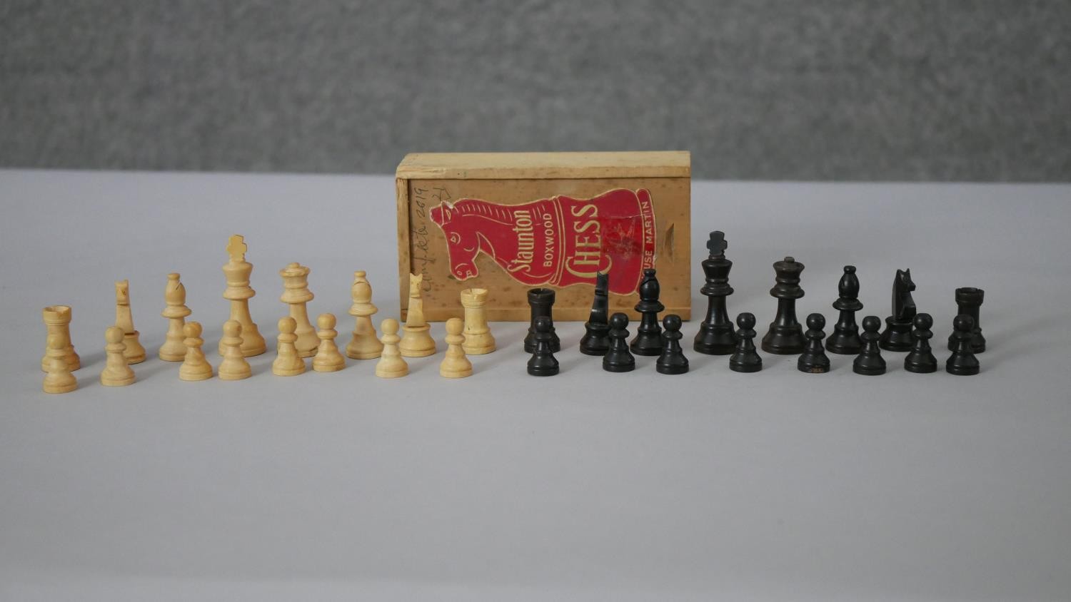 Two chess sets. One Staunton boxwood chess set in original box and another chess set. H.5 W.8 D.15cm - Image 4 of 5