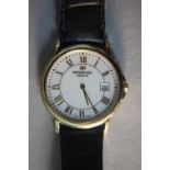 A Raymond Weil 18 carat yellow gold plated gentleman's quartz watch with Swiss movement. Water