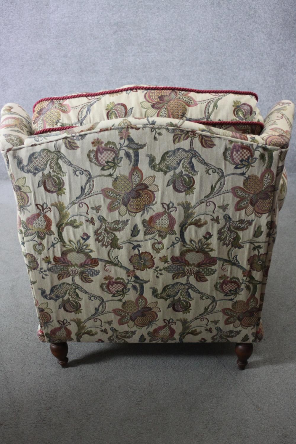 A 19th century armchair in floral tapestry style upholstery on turned mahogany supports - Image 5 of 5