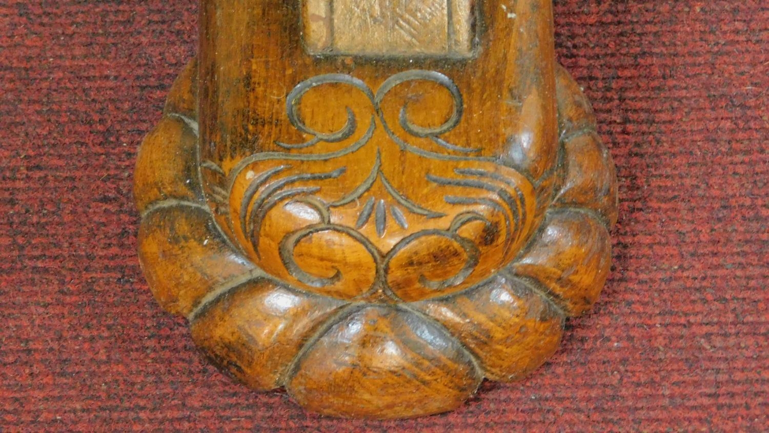An oak Jacobean style dining table on carved bulbous supports. H.74 W.166 D.76cm - Image 5 of 8