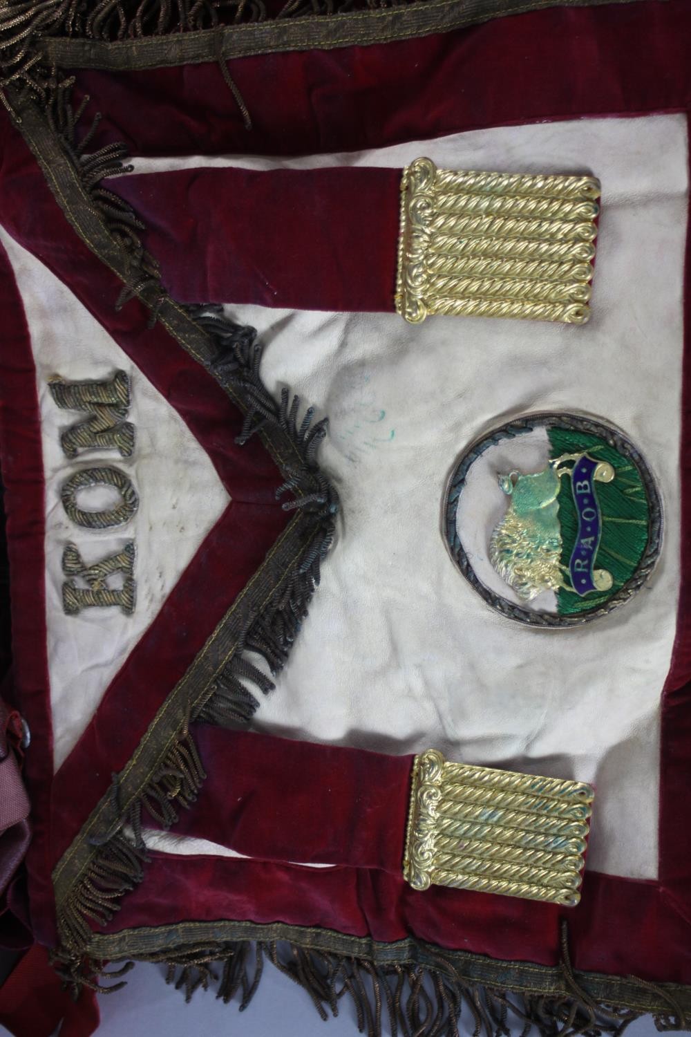 A large collection of approximately thirty pieces of Masonic regalia. Including tunics, sashes, - Image 3 of 7