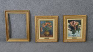 Two framed and glazed varnished prints of oil still life's. One by Renoir and one by Van Gogh and