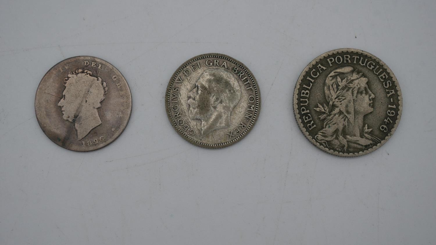 A collection of twenty five 19th and 20th century white metal coins. Including threepences, - Image 5 of 12