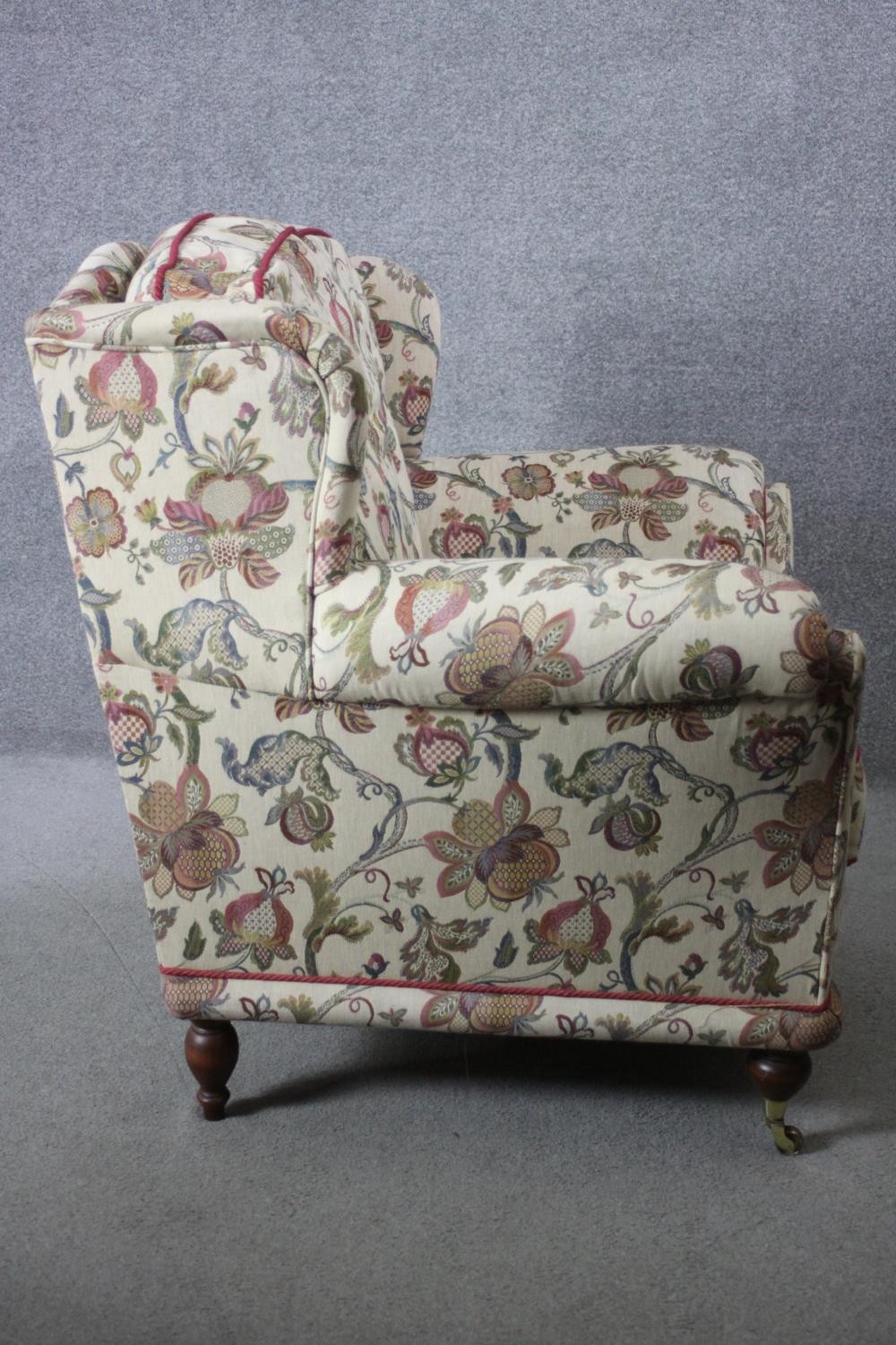 A 19th century armchair in floral tapestry style upholstery on turned mahogany supports - Image 3 of 6