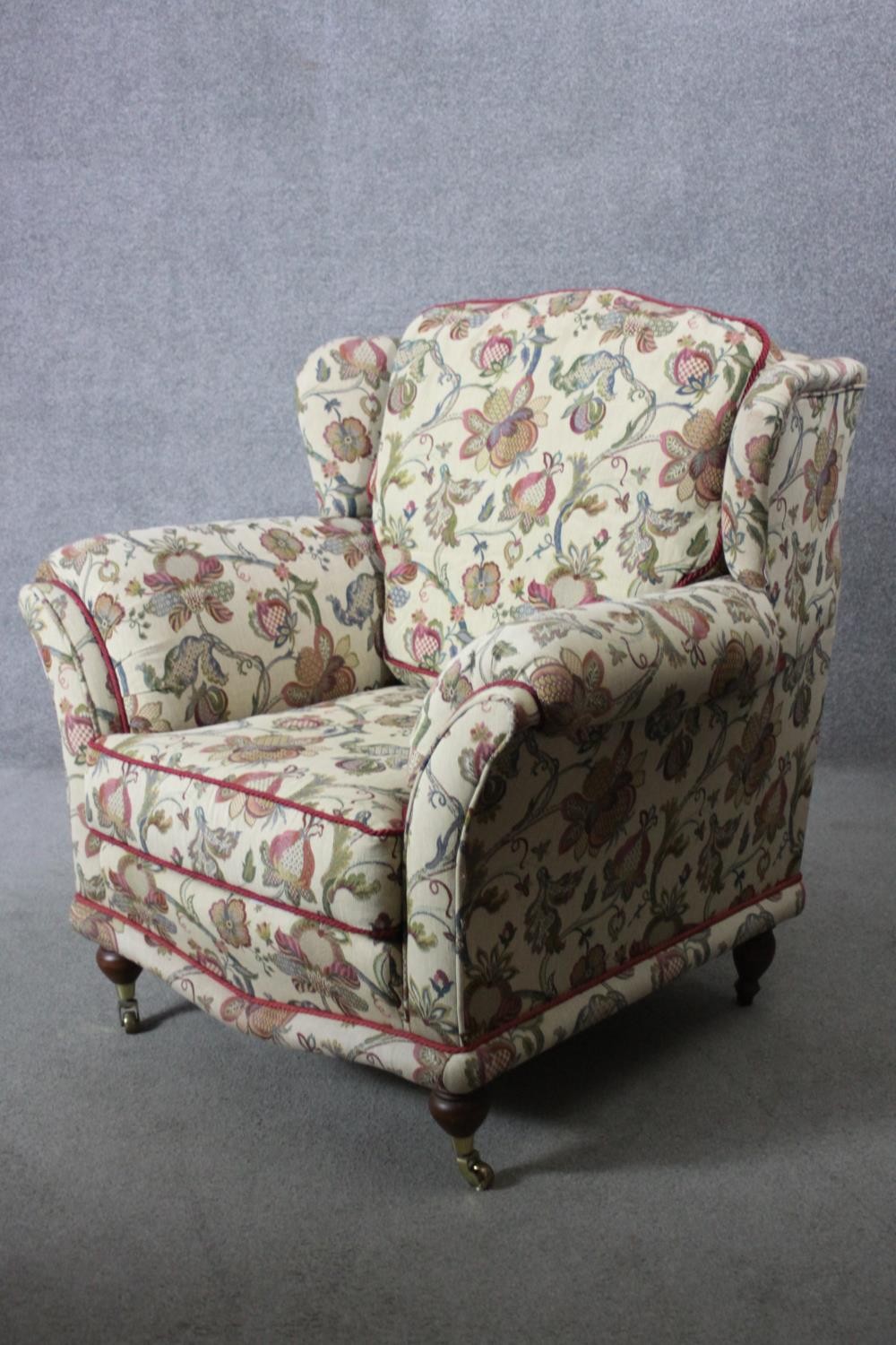 A 19th century armchair in floral tapestry style upholstery on turned mahogany supports - Image 2 of 5