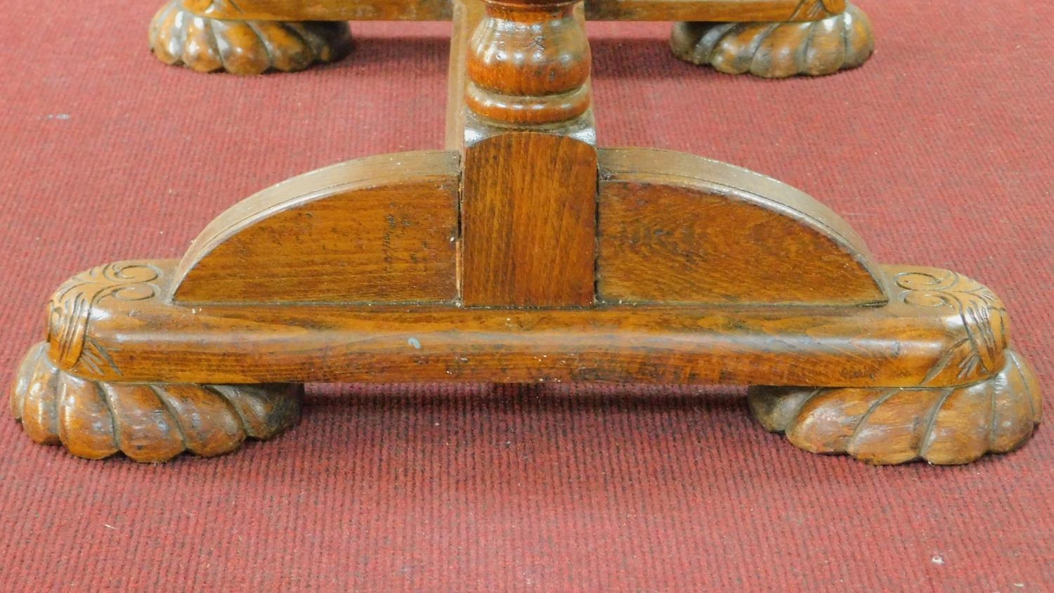 An oak Jacobean style dining table on carved bulbous supports. H.74 W.166 D.76cm - Image 4 of 8