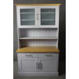 A contemporary painted two part kitchen dresser. H.210 W.124 D. 55cm.