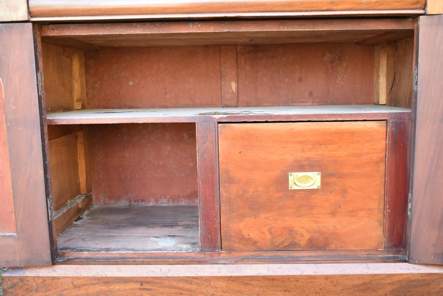 A Victorian mahogany library bookcase with upper glazed section above frieze drawer and panel - Image 8 of 9