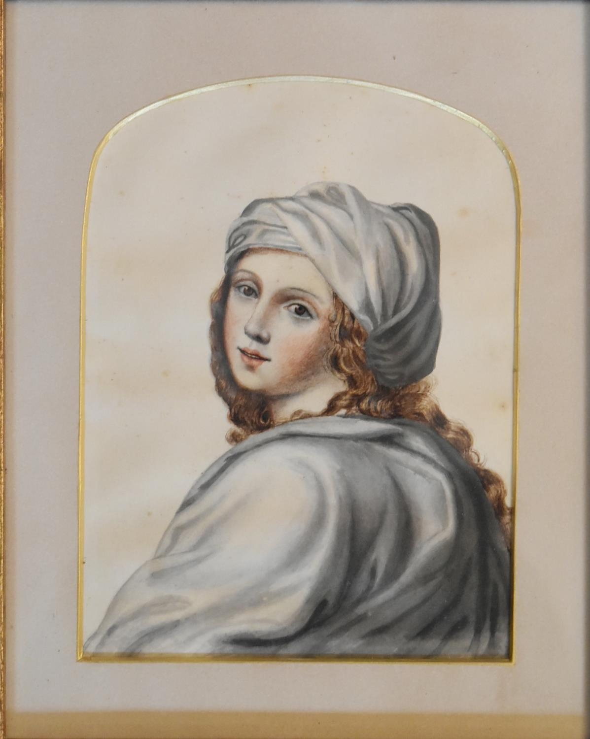 A 19th century framed and glazed watercolour, portrait study. H.34 W.29cm