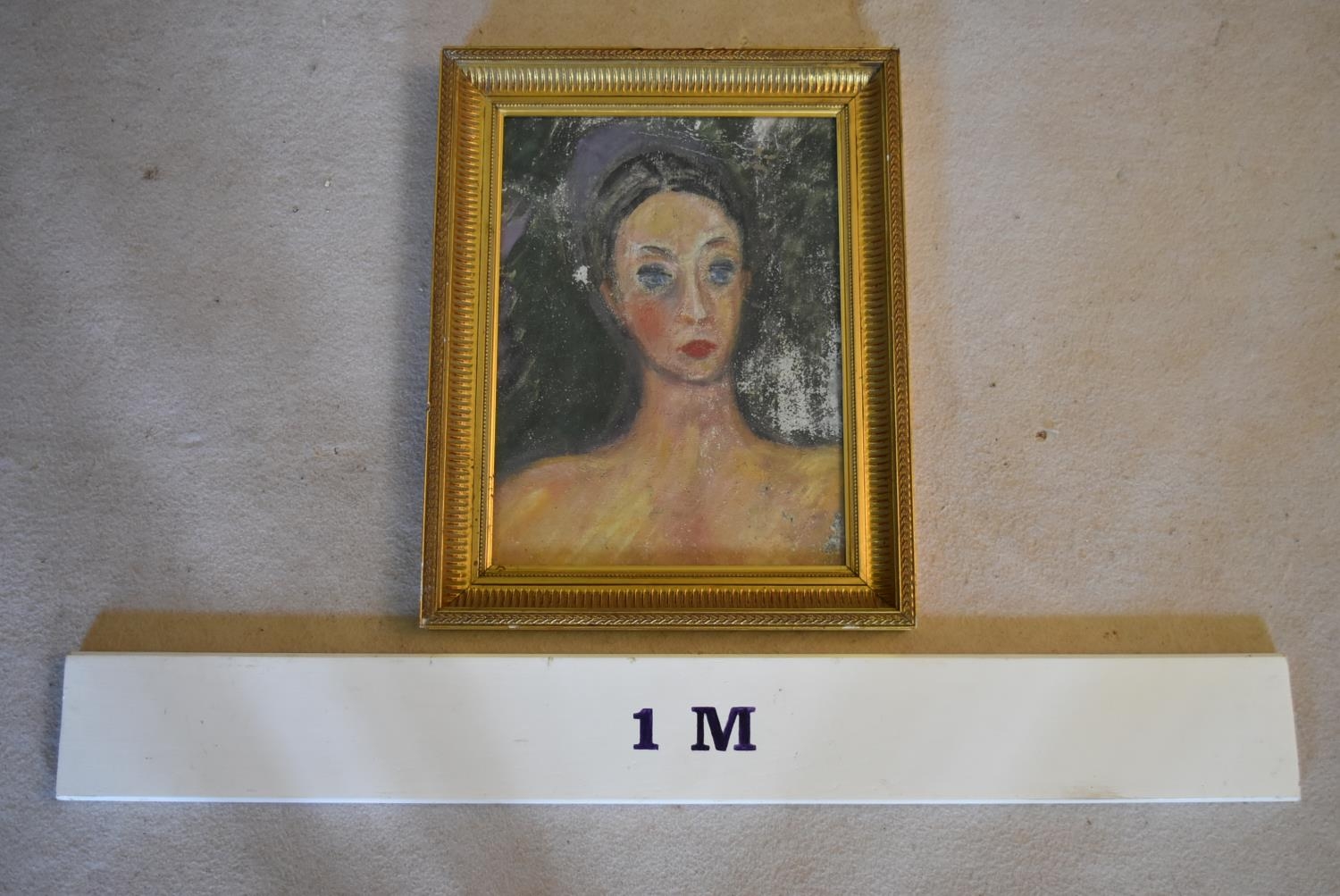 A gilt framed and glazed oil on canvas laid on board, female portrait, unsigned. H.51 W.40cm - Image 3 of 5