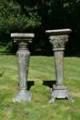 A faux stone fibreglass Classical style pedestal along with a similar pedestal. H.100 W.30cm