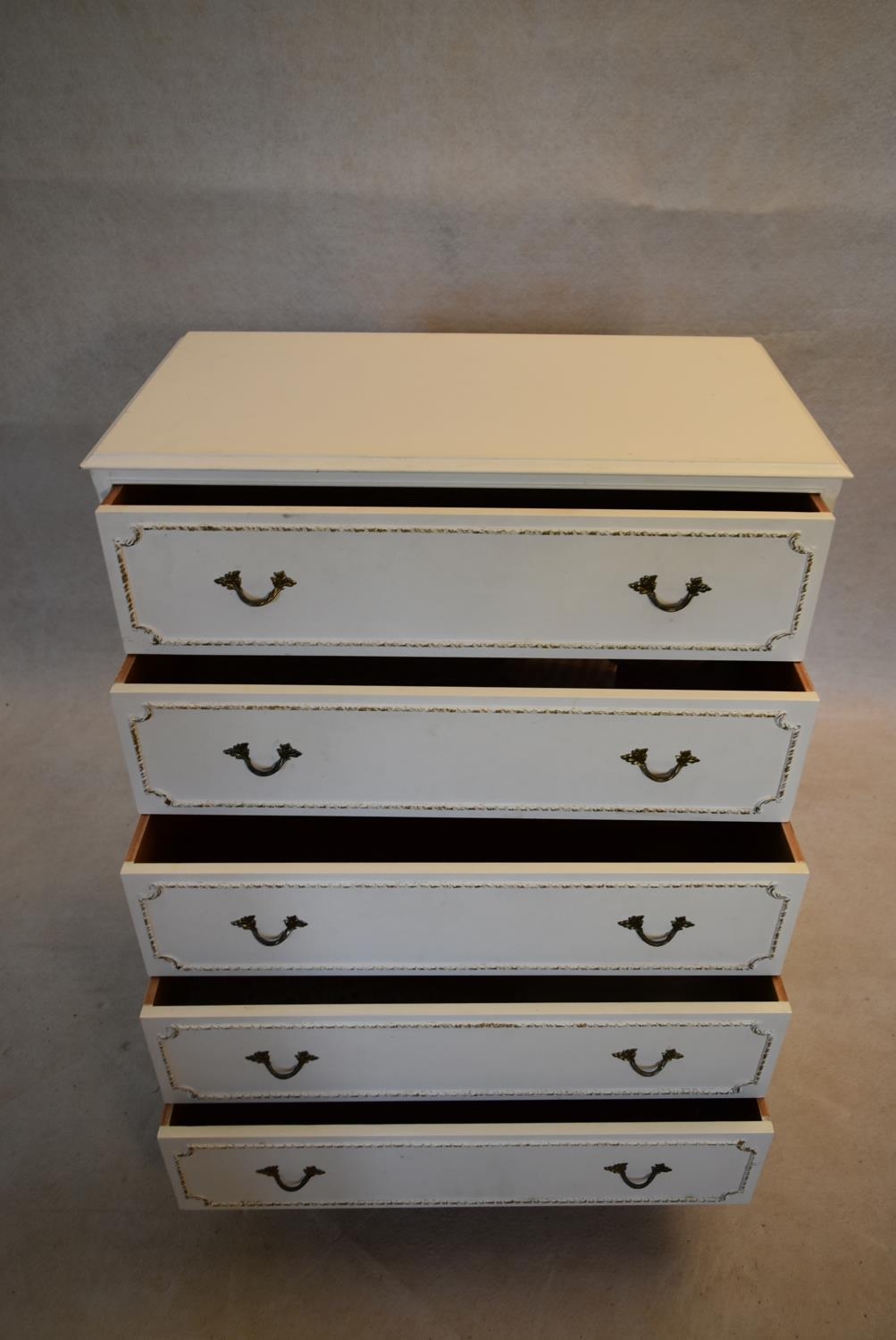 A mid century white painted chest of drawers. H.103 W.78 D.34cm - Image 5 of 7