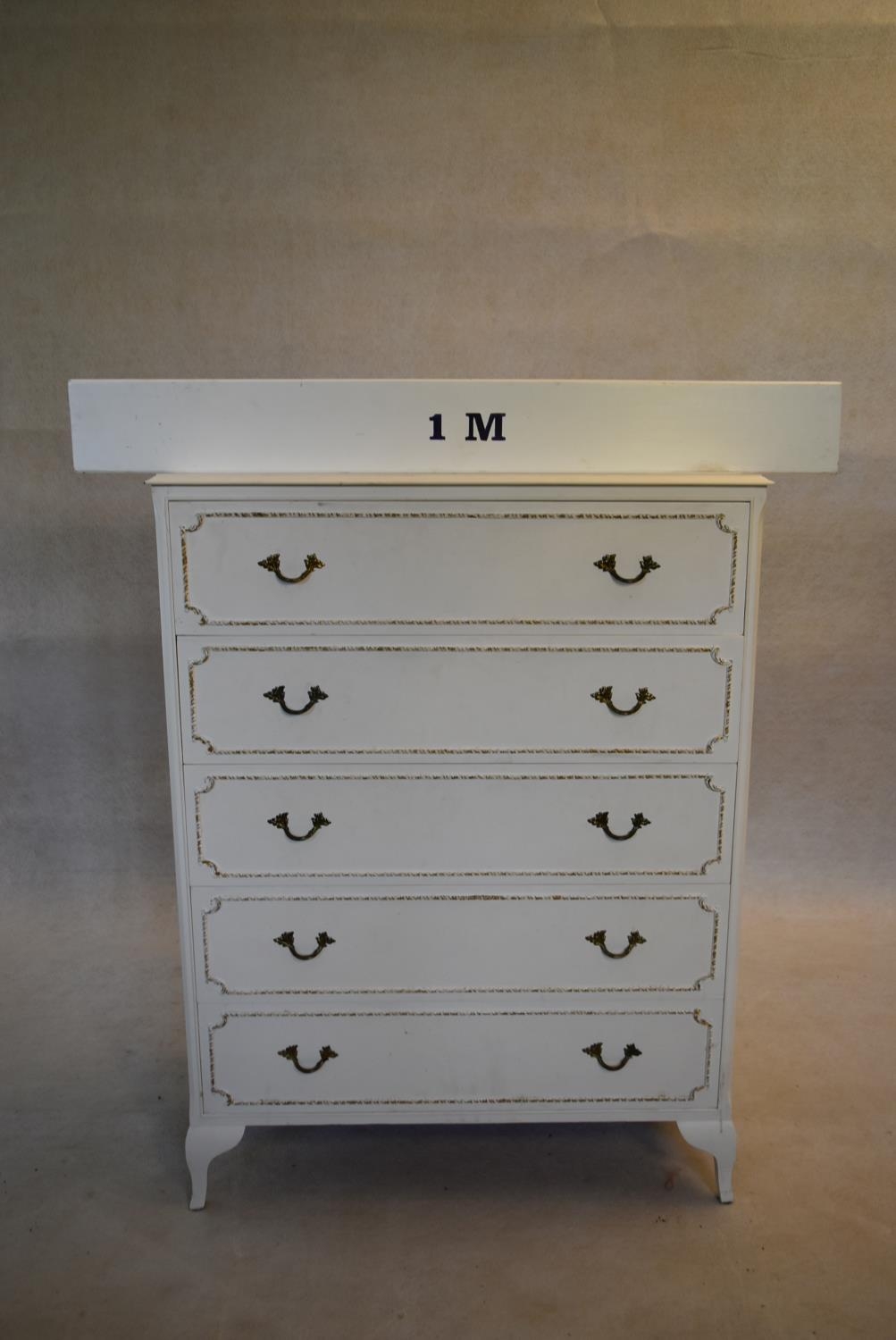 A mid century white painted chest of drawers. H.103 W.78 D.34cm - Image 7 of 7