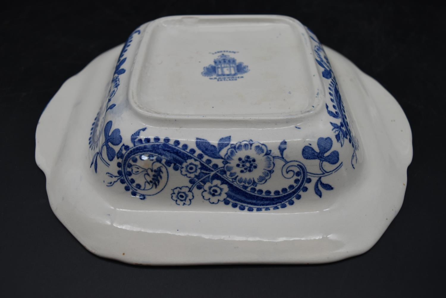 A collection of early 20th century blue and white chinaware. To include a serving bowl, butter - Image 6 of 17