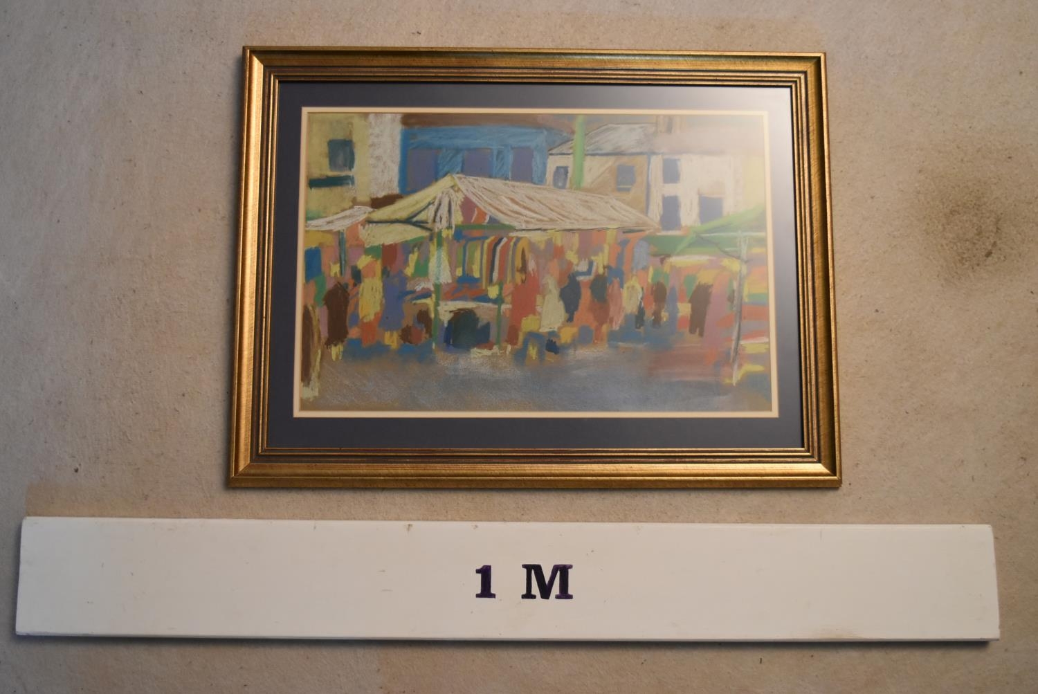 A framed and glazed pastel study. Impressionist market scene with figures, unsigned. H.48 W.64cm - Image 2 of 5