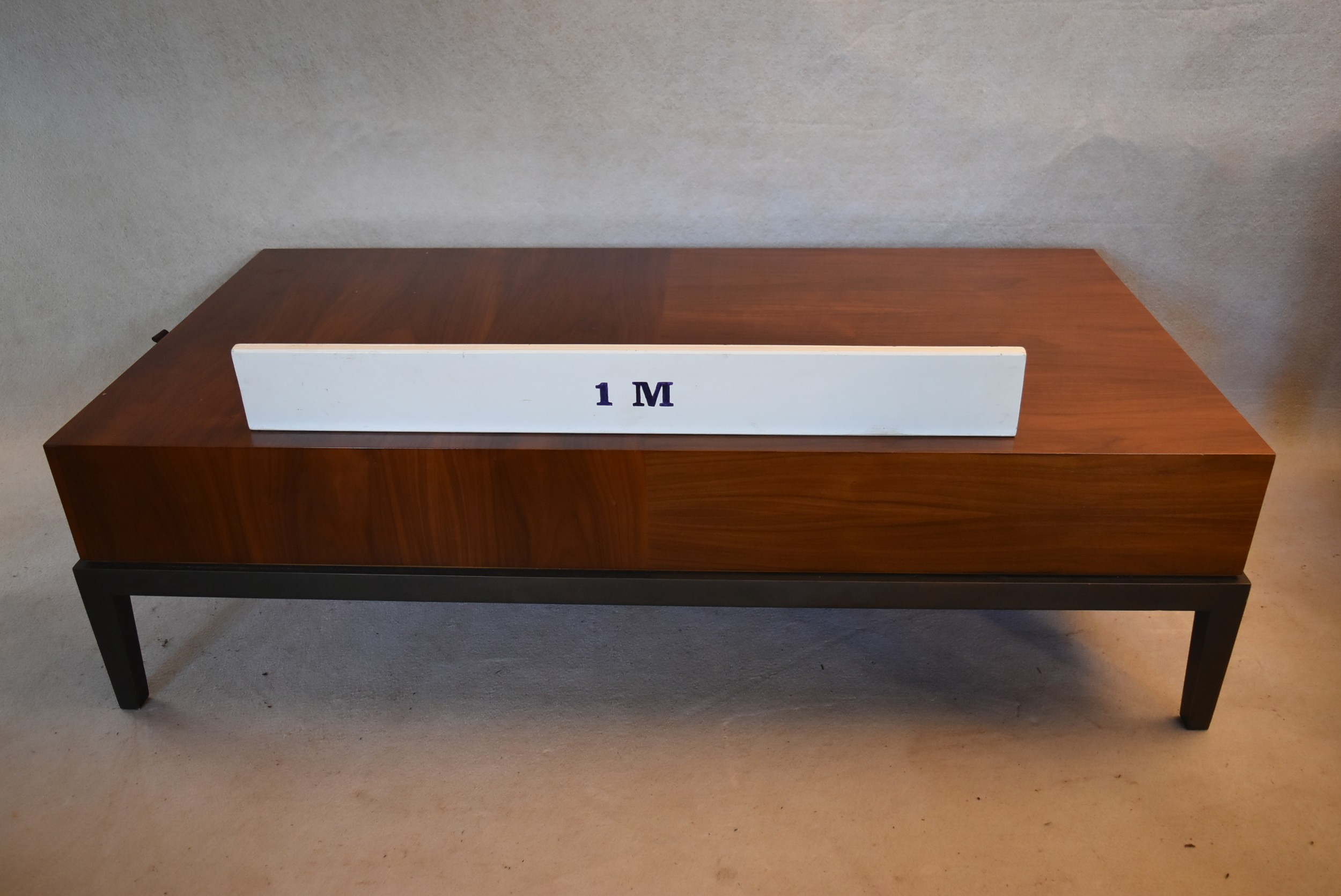 A contemporary teak coffee table fitted with end drawer on painted base with square tapering - Image 6 of 6