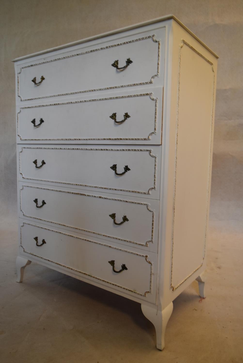 A mid century white painted chest of drawers. H.103 W.78 D.34cm - Image 3 of 7