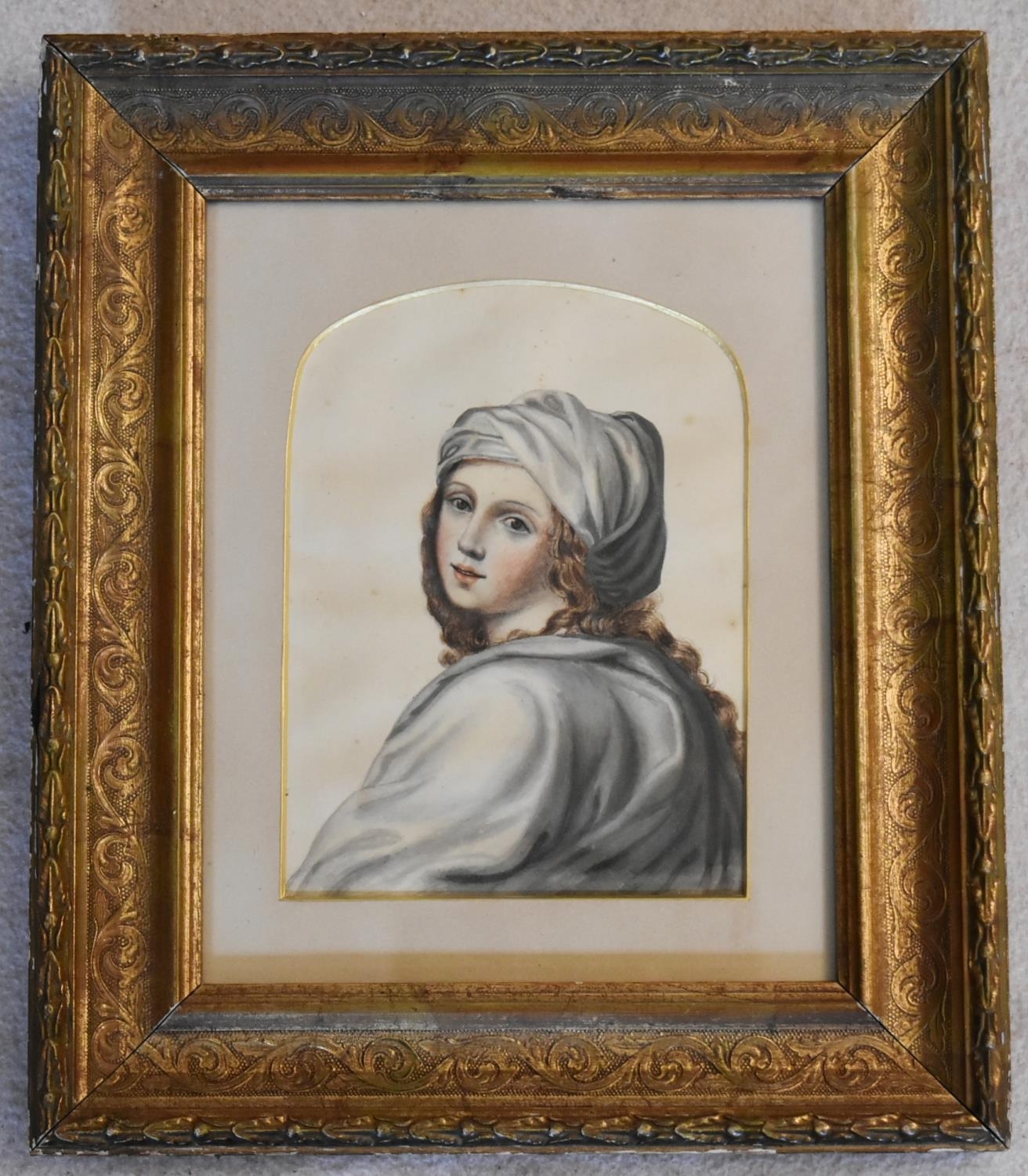 A 19th century framed and glazed watercolour, portrait study. H.34 W.29cm - Image 2 of 4