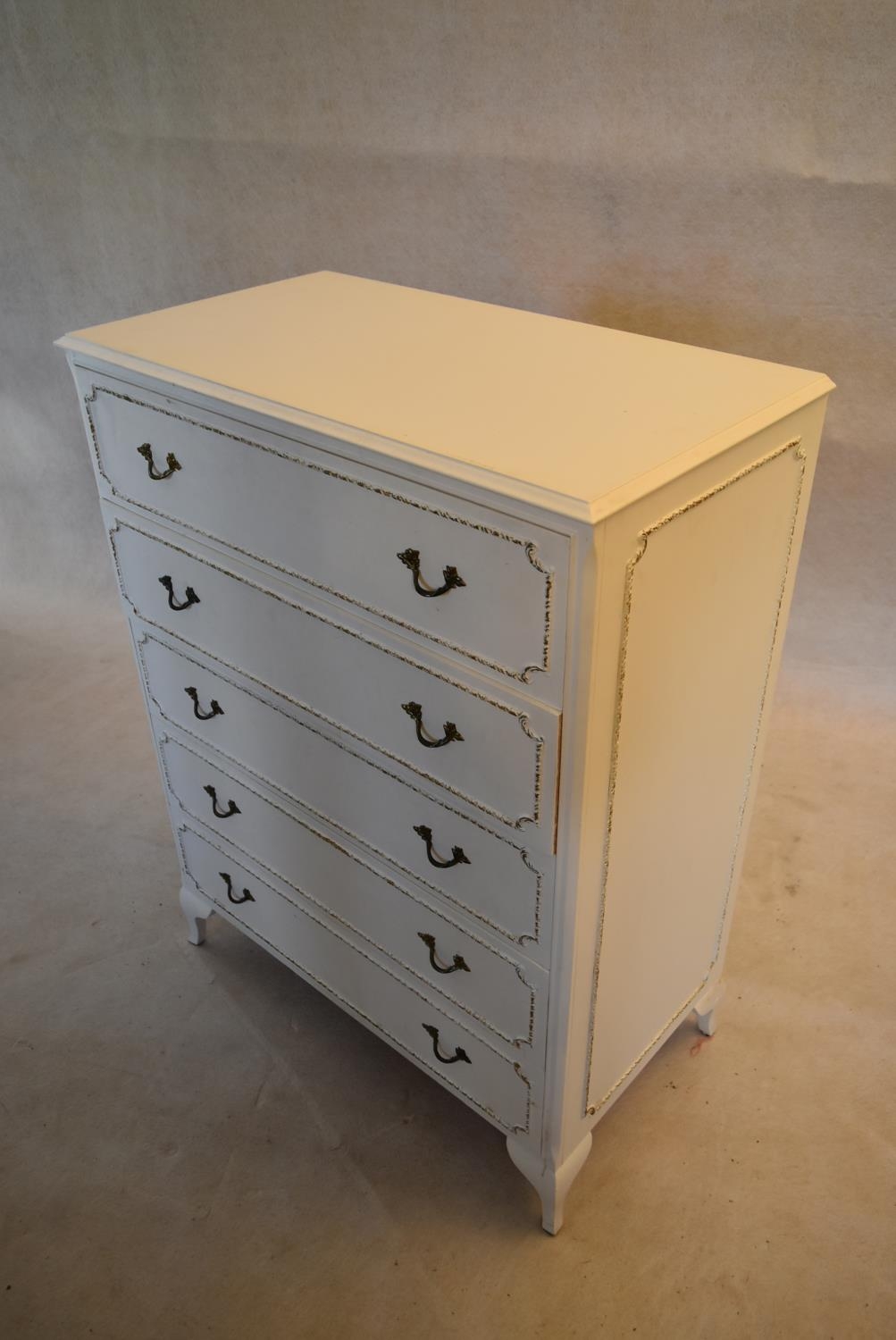 A mid century white painted chest of drawers. H.103 W.78 D.34cm - Image 4 of 7