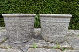 A pair of reconstituted garden planters. H.35 W.44cm