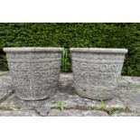 A pair of reconstituted garden planters. H.35 W.44cm