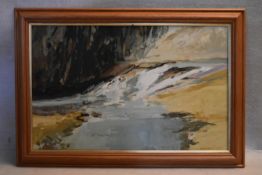 Hugh McIntyre (B.1943), a framed oil on panel, mountain stream, signed and dated. H.94 W.110cm