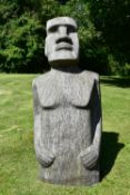 A moulded fibreglass Easter Island style garden figure. H.110 W.46 D.33cm