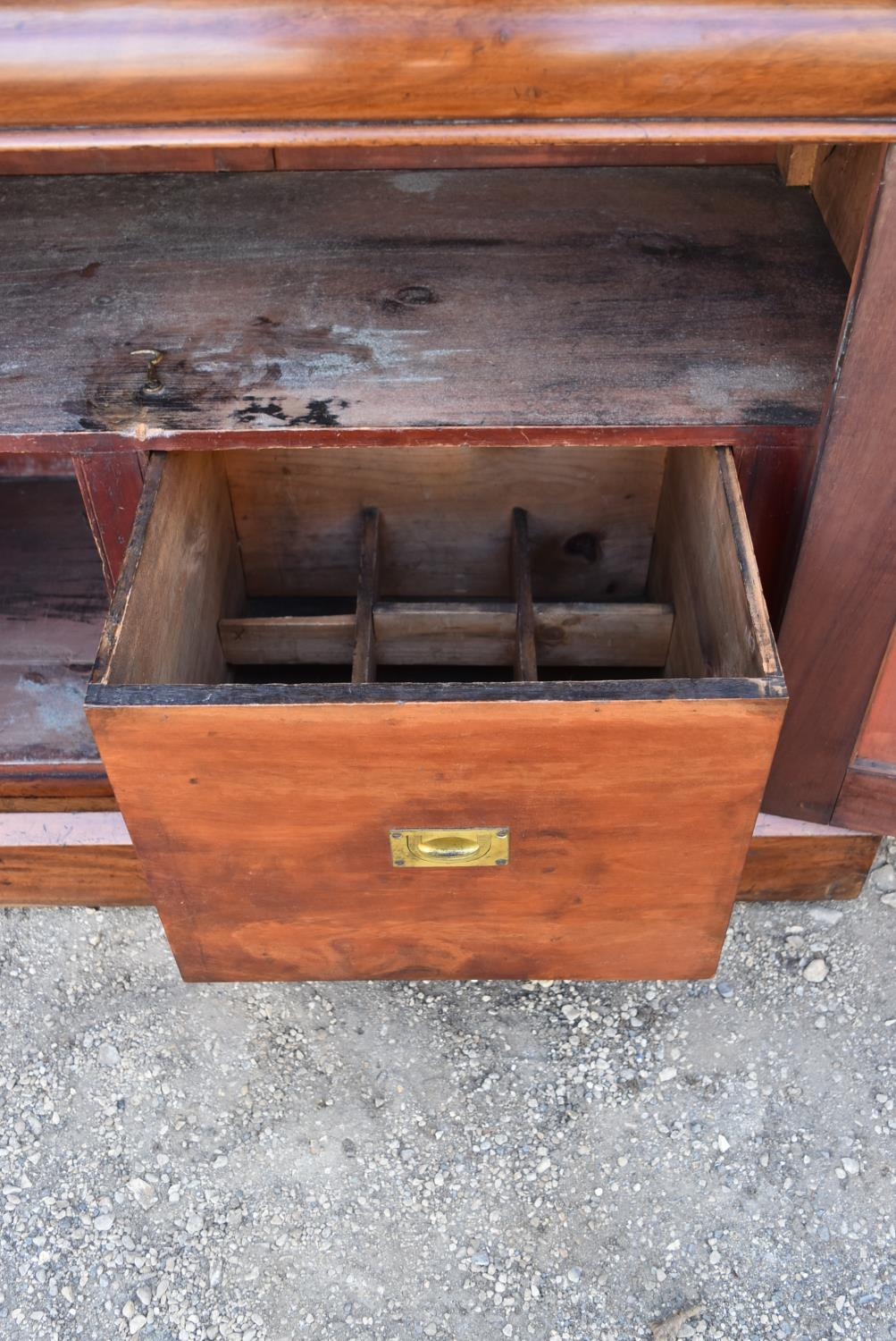 A Victorian mahogany library bookcase with upper glazed section above frieze drawer and panel - Image 6 of 9