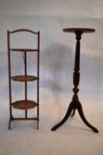 A C.1900 oak folding cakestand and a Georgian style mahogany torchere. H.88 W.29cm