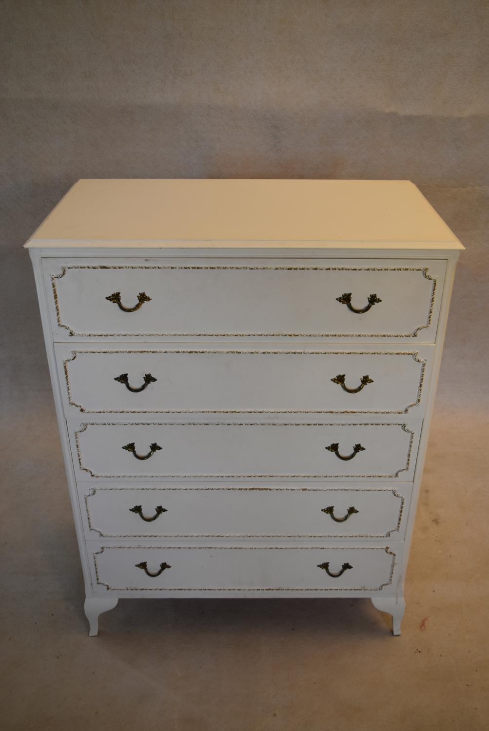 A mid century white painted chest of drawers. H.103 W.78 D.34cm - Image 2 of 7