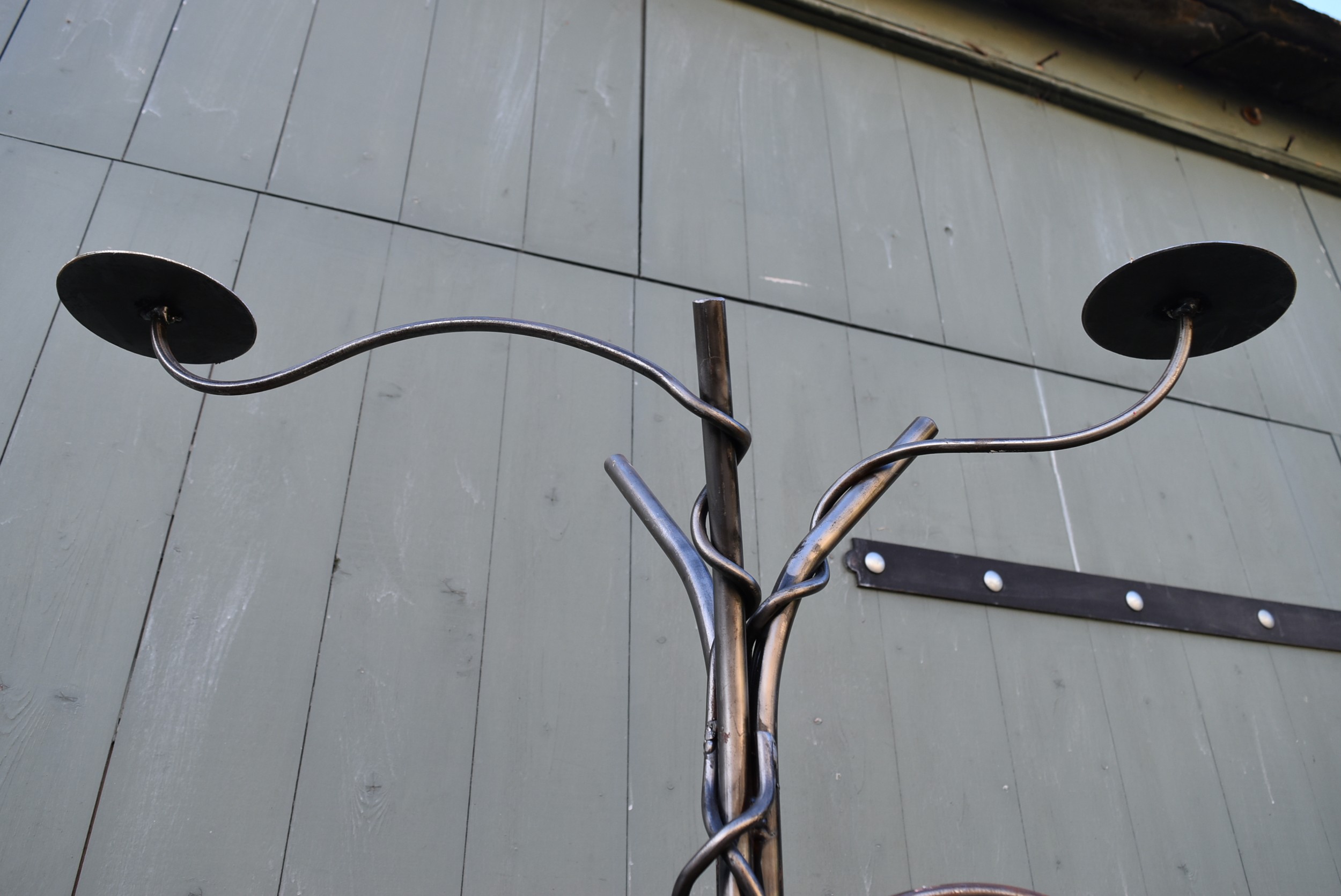 WITHDRAWN - A pair of bespoke tall steel coat hangers or candle stands. H.190 W.85cm - Image 3 of 6