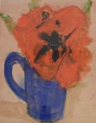 A framed and glazed watercolour, still life poppy in a vase, unsigned. H.52 W.44cm
