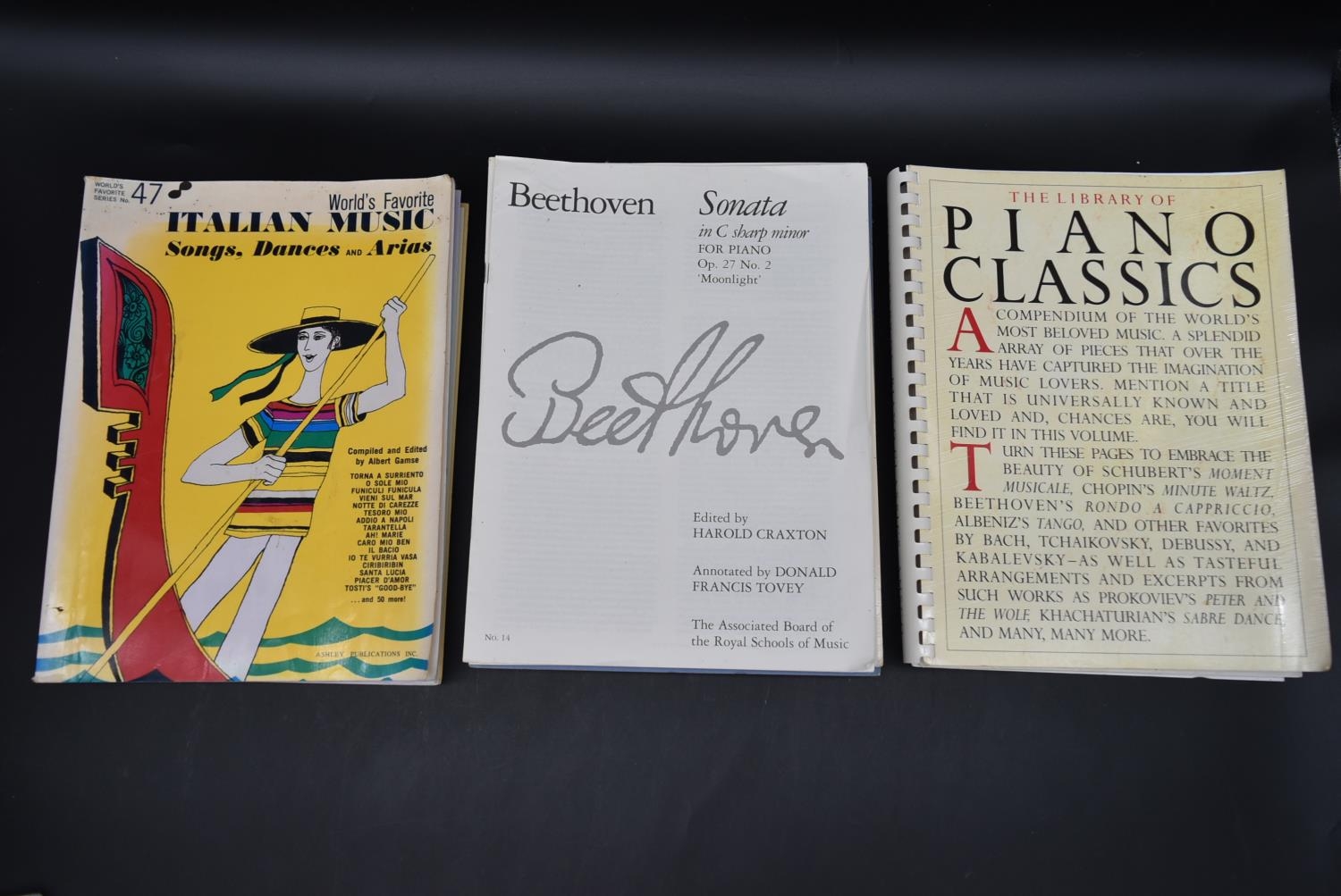 A collection of music books. To include Beethoven, Liszt Rhapsodies, Piano Classics, Pavarotti,